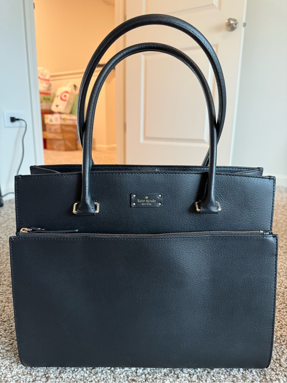 Kate Spade Black Structured Leather Tote
